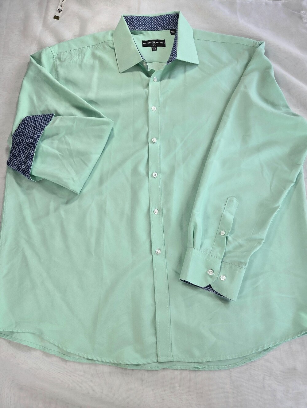 Society Of Threads Men's Mint Dress Shirt with Contrast Trim Office Business